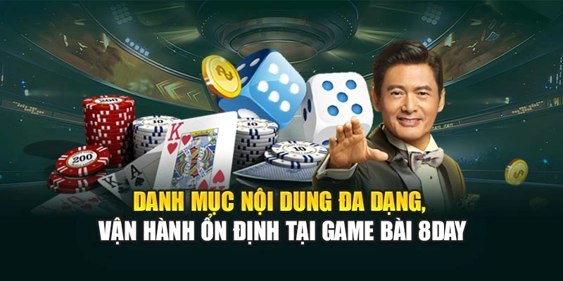 Danh mục nội dung đa dạng, vận hành ổn định tại game bài 8DAY